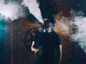 Man vaping an electronic cigarette